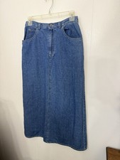 Crazy Horse Liz Claiborne Denim Skirt Petite 8P Vintage Y2K Midi Jean Skirt
