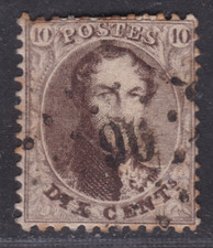 TIMBRE 1863 BELGIQUE N° 14A-OBL. (B)-VOIR SCAN R/V-