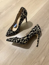 Gianni Bini Women's Black & Silver Rhinestone Leopard Pattern 4” Pumps Shoes 8
