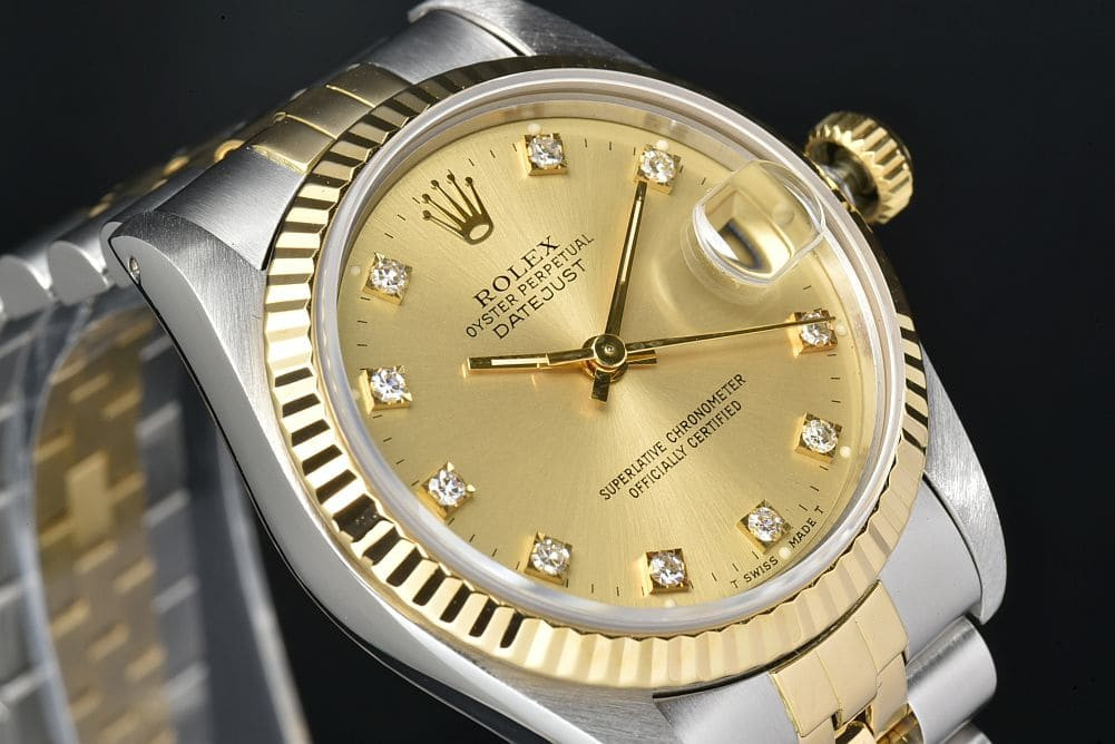 ROLEX OYSTER PERPETUAL DATEJUST 68273G Boys YG 2135 Diamonds 10P  