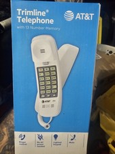 Pair Of AT T Trimline White Corded Telephone w/ 13 Number Memory 210