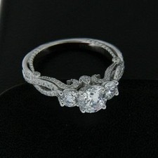 Art Deco 1.20 Ct White Diamond Vintage Engagement Ring 925 Sterling Silver