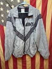 Medium Long - Army IPFU PT Physical Fitness Gray Zip Windbreaker Jacket D972