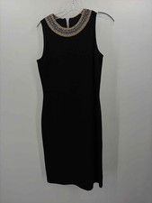 Pre-Owned St John Black Size 6 Knit Knee Length Sleeveless Dress