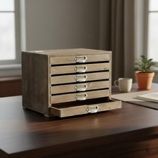 Multi-Drawer Storage Box Vintage Desktop Storage Cabinet Sturdy Wood for