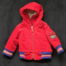 VTG Rare 1980's OshKosh B  Gosh Red Corduroy Sherpa Lined Hooded Jacket USA 9M