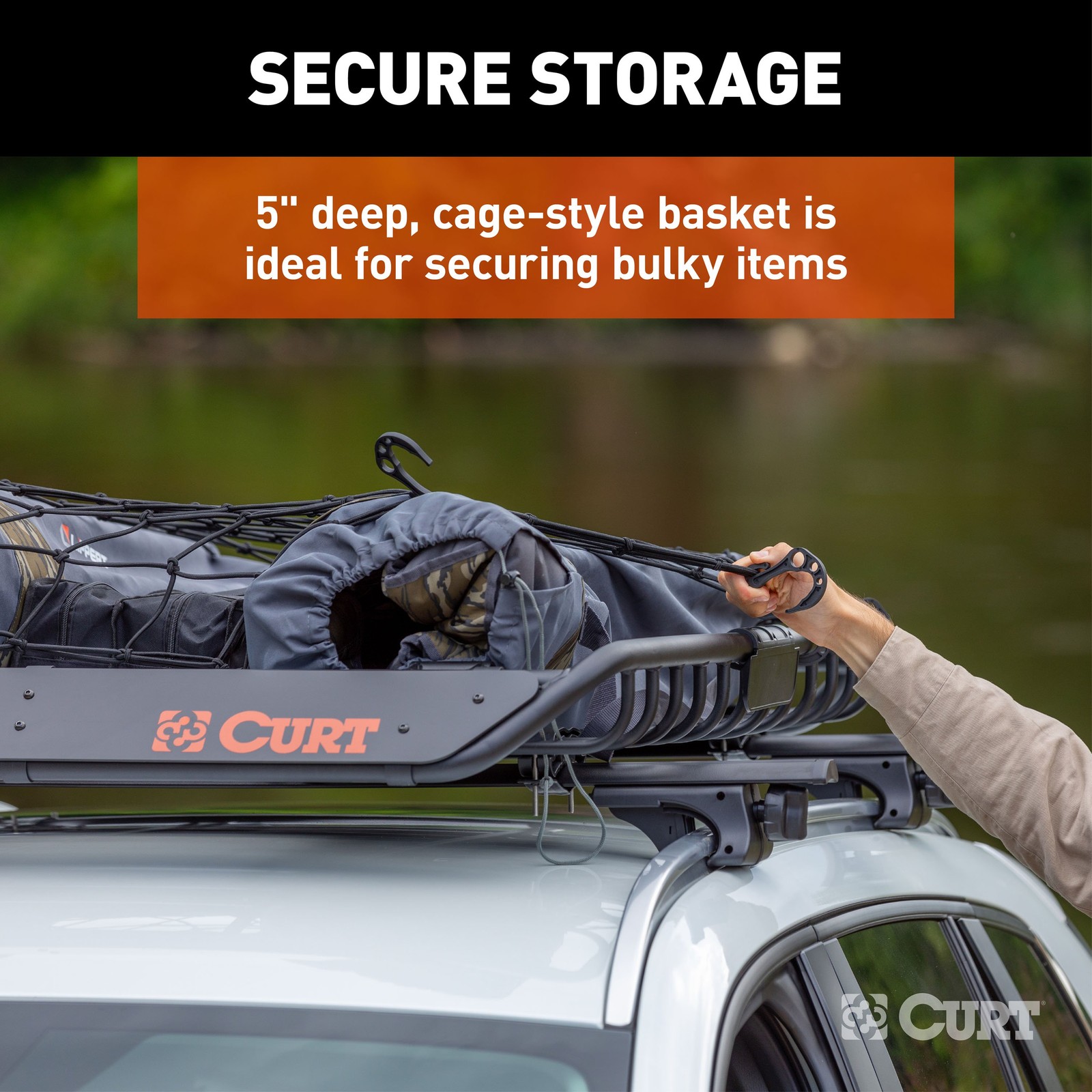 CURT Roof Racks Cargo Basket Carrier 150 LBS Capacity 44"x35"x5" for Trucks