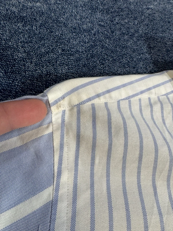 Brooks Brothers Shirt Men's Medium Regent Button Up Blue Striped USA VTG - Image 4 of 4
