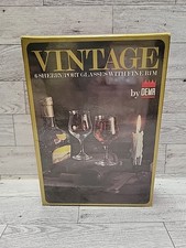 6 Dema Sherry Port Glasses Fine Rim Vintage England Box Set Barware Stemware 