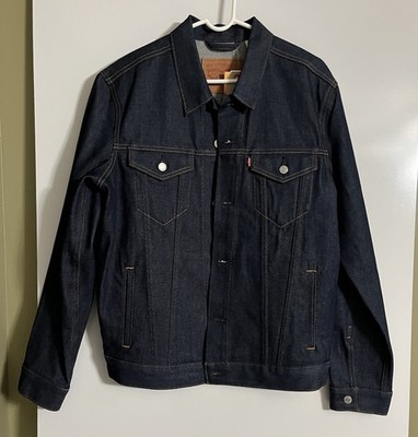 Levi's Trucker Type III Denim Jean Jacket Mens Sz Large Dark Blue Casual Biker