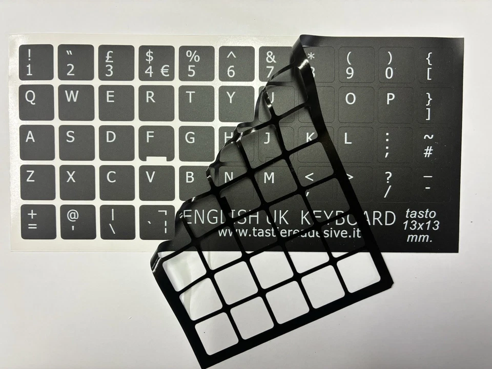 Adesivi Tastiera Layout INGLESE UK Lettere Pc Notebook Computer Sticker Keyboard - Immagine 2 di 2