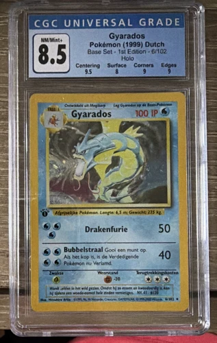 Gyarados 1999 Base Set 1st Edition DUTCH Pokemon Card 6/102 Holo CGC 8.5
