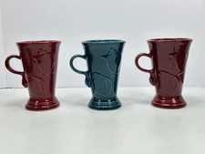 Fiesta 2 Cinnabar  1 Juniper Green Pedestal Mug Homer Laughlin Fiestaware