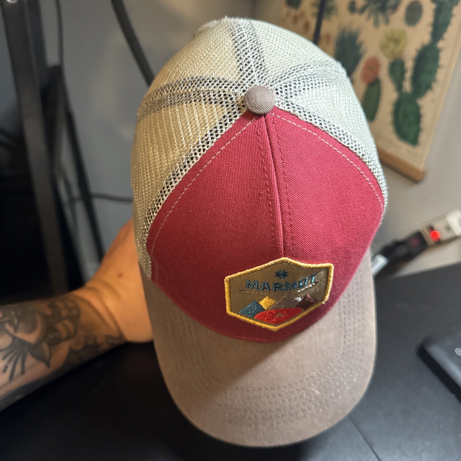 Marmot Red Embroidered Patch Snapback Adjustable … - image 7