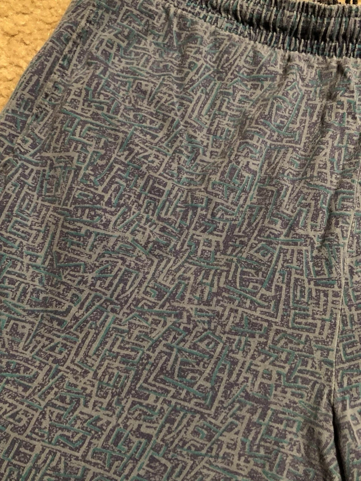 Pantalones Cortos De Colección Nike Años 90 Estampado Abstracto Geométrico Aqua Uva Para Hombres Talla M Foto 4 de 4