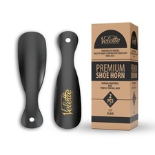Velette Metal Shoehorn - 2 Pack 7.5" Long Shoe Horn, Travel 7.5", Black