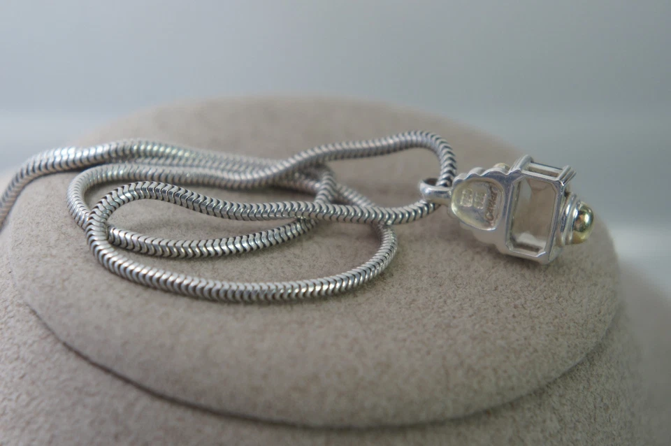 LAGOS Caviar Light Smoky Topaz 925 Silver 750 GOLD Vintage Glacier Pendant - Image 3 of 4