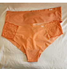 PINK Victoria  s Secret Women  s Cheekster Panties 2-Pack Orange Lace Stretch XL