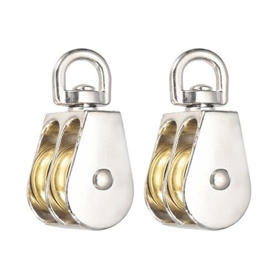 Double Pulley Block,(Loading 600KG, M24), (2PCS)Zinc Alloy Swivel