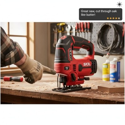 Efficient 6 Amp Corded Jigsaw with 4-Stage Orbital Function & Easy Blade Change