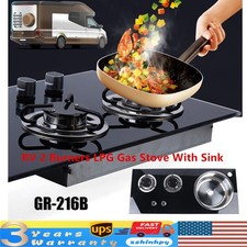 2 Burner LPG With Sink Combo Cooktop Boat Car...