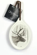 Elk In Forest Christmas Tree Ornament Ceramic 4-1/2”x 3”x 1-1/2” Hobby Lobby