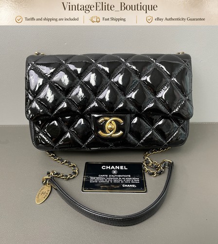 Chanel Classic Flap Mini Black Leather Gold HW Shoulder Bag Authentic Preowned