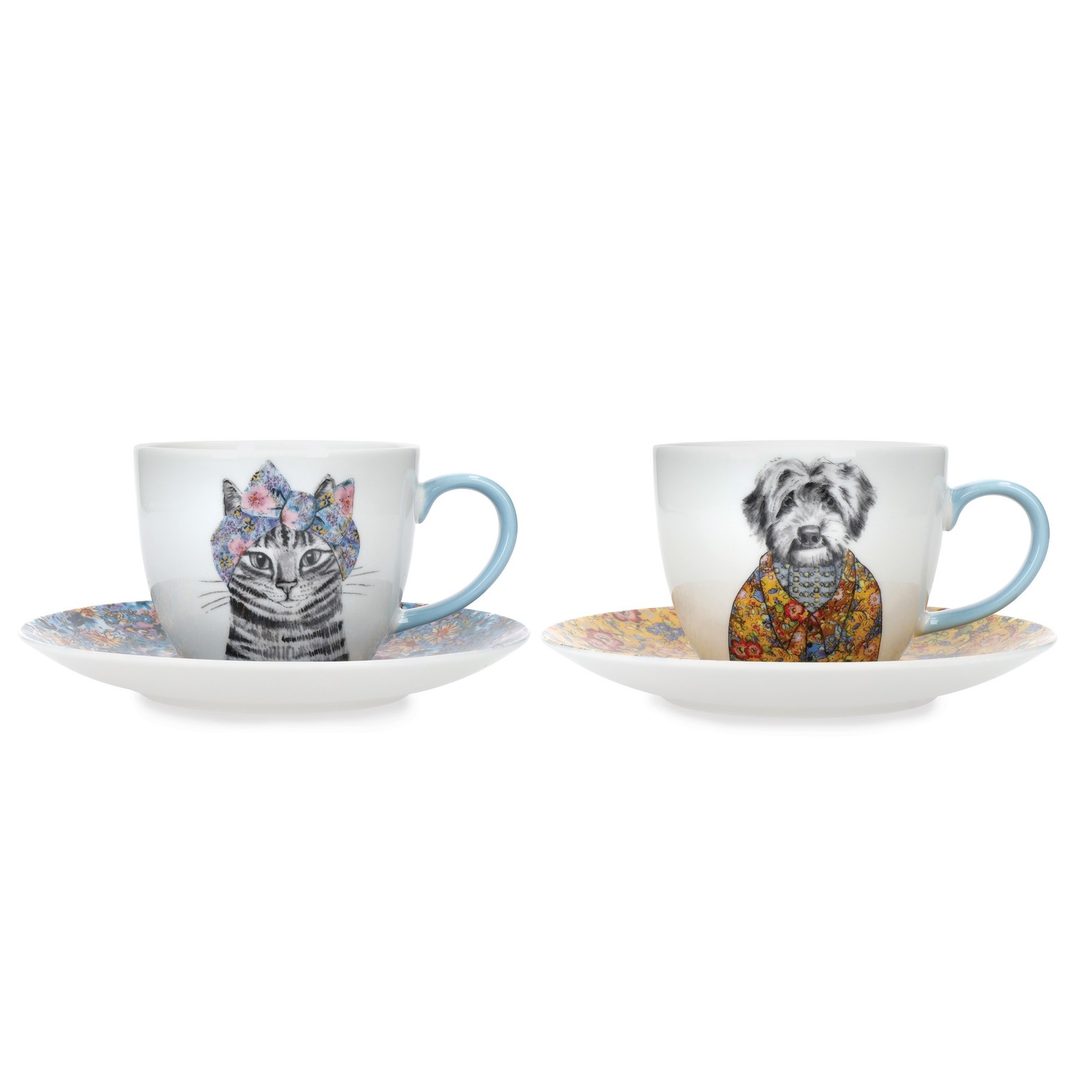 Mikasa x Tipperleyhill Fine China Teacups and Saucers, Set of 2, 240ml