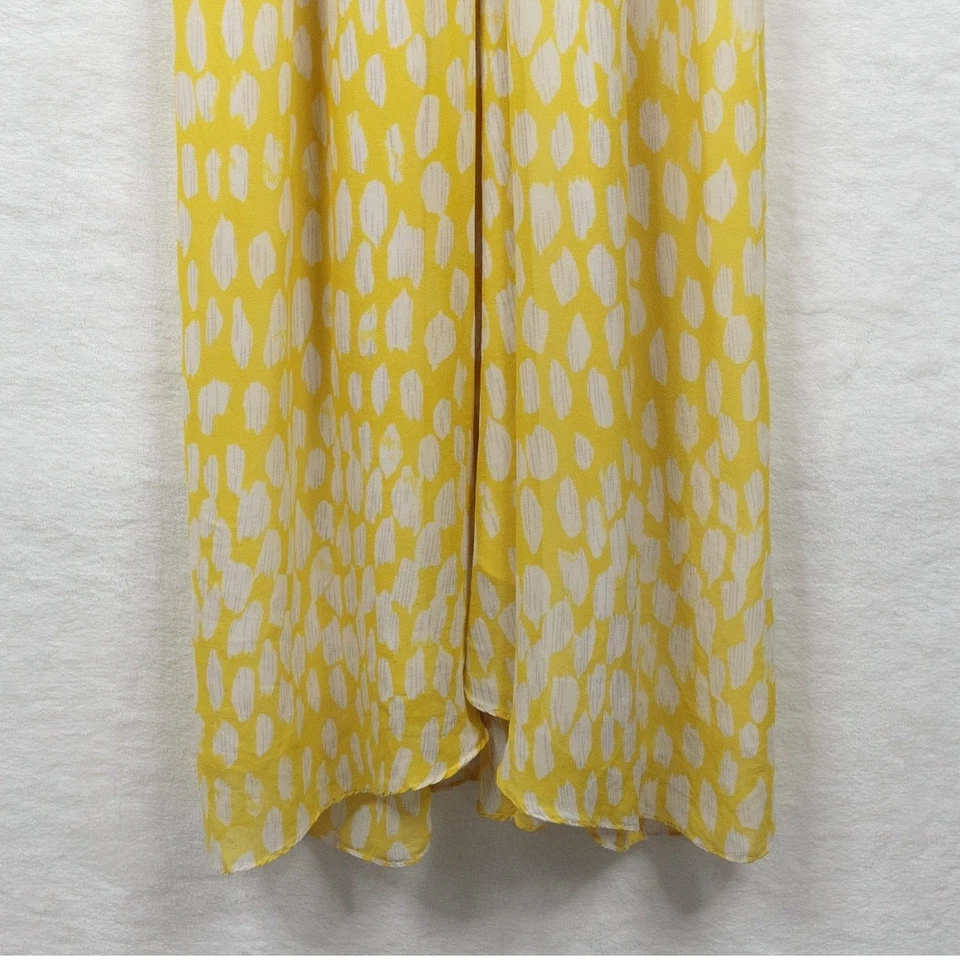 Vestido maxi babydoll MYNE Ashley Ann seda chiffon amarelo cinza Y2K vintage tamanho 4 - Imagem 4 de 4