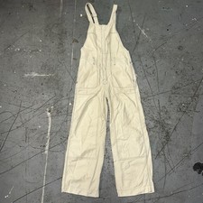 Free People We The Free Good Luck Barrel Overalls Size Large Beige