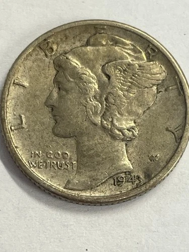 1943-D Mercury dime, 90% silver, Fine/Extra Fine Cond., Toning, By REEDERSONG