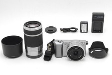 2Lens Near MINT Sony a5000 ILCE-5000 Silver 20.1MP 16mm 55-210mm From Japan