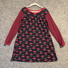 Hanna Andersson Dress Girls 4-5 Navy Red Floral Stripe Long Sleeve Cotton