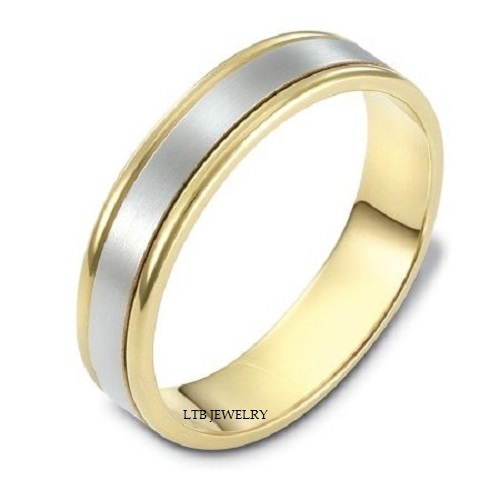 TWO TONE GOLD WEDDING RINGS,10K WHITE & YELLOW GOLD MENS WOMENS WEDDING RINGS - Picture 1 of 1
