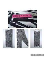 Alice & Olivia Pant Women's 4 Black + White Geo Print Wide Leg #W2588