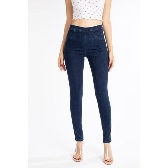 New KanCan Jennifer High Rise Jeggings Blue Denim Pull On Jeans