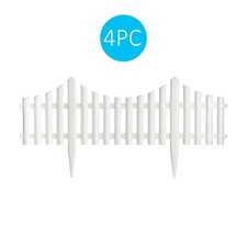Image of 4 White Wooden Effect Lawn Border Edge Garden Edging Picket Fencing Set Stone