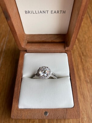 Brilliant Earth Halo 8mm/ carat Moissanite Platinum Engagement