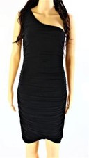 SOPRANO NEW $99 BLACK MATTE JERSEY RUCHED One Shoulder DRESS SZ M NWT