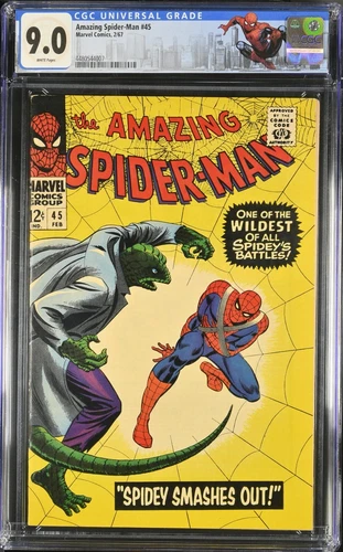 Amazing Spider-Man #45 CGC 9.0, Custom! Mint Case! White Pages! 3rd app Lizard!