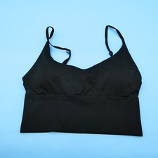 Victorias Secret Sports Bra Medium Black Seamless Lightly Lined Ribbed Padded VS