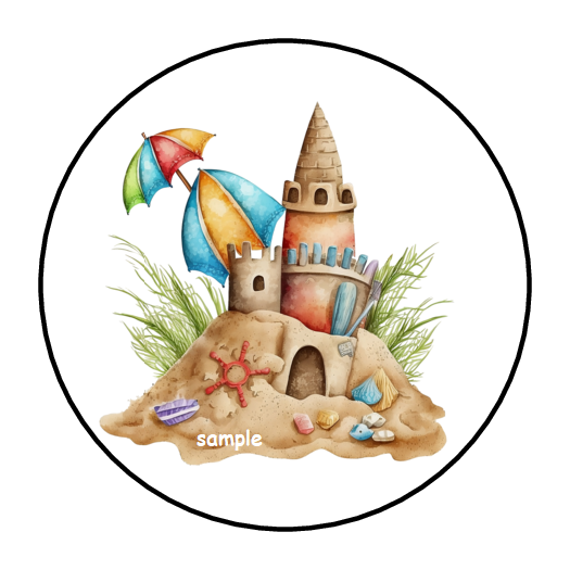 Sand Kindom Sticker 30 SAND CASTLE STICKERS ENVELOPE SEALS LABELS 1.5