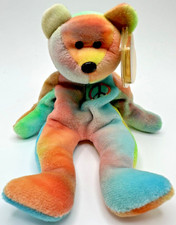 Ty Beanie Baby Peace The Bear Rainbow 1996 5th Gen Swing Tag 6th Gen Tush Tag