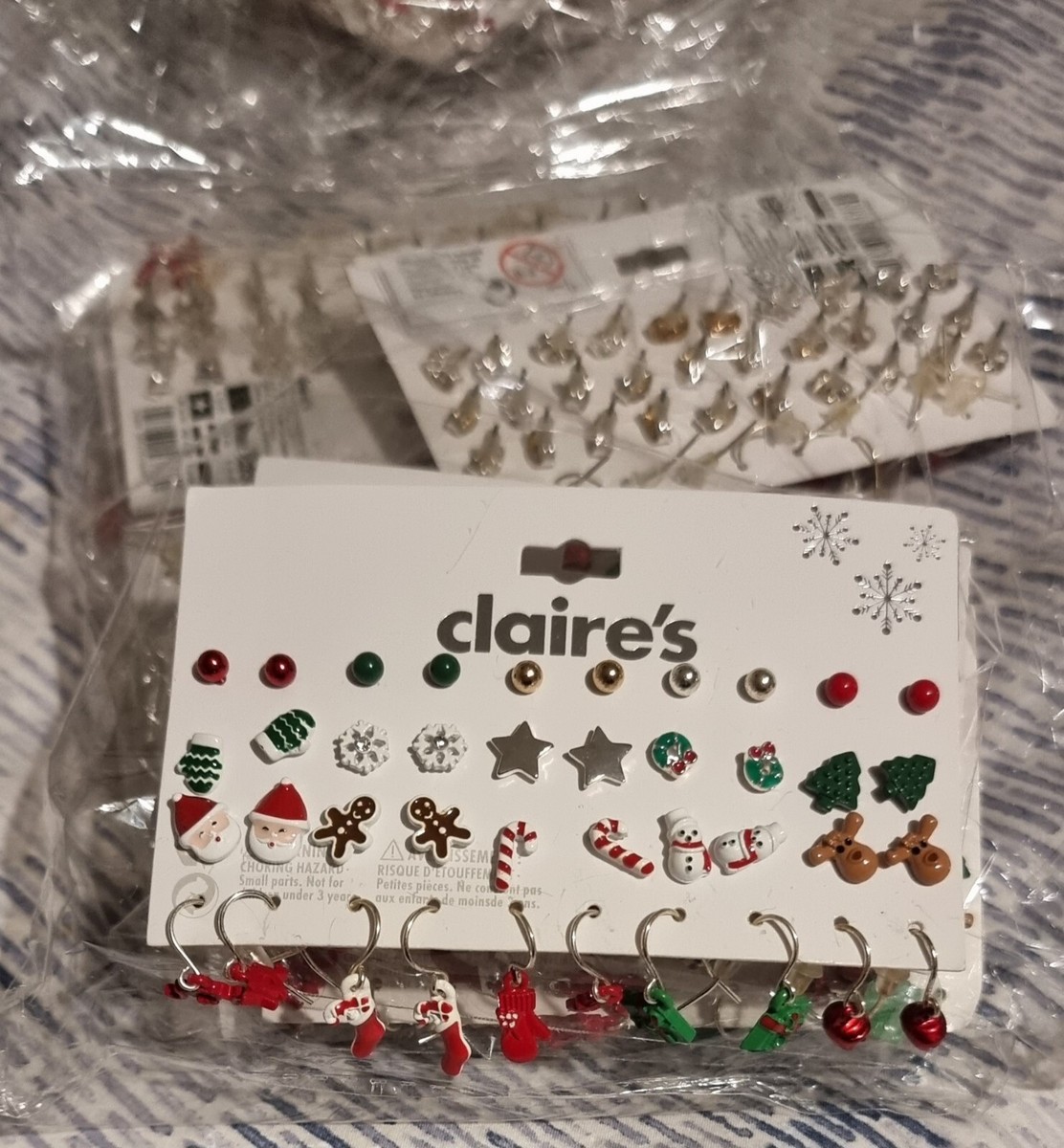 Claire's Christmas Earrings 20 Sets Wreath Gingerbread Stocking Presents  Stud UK