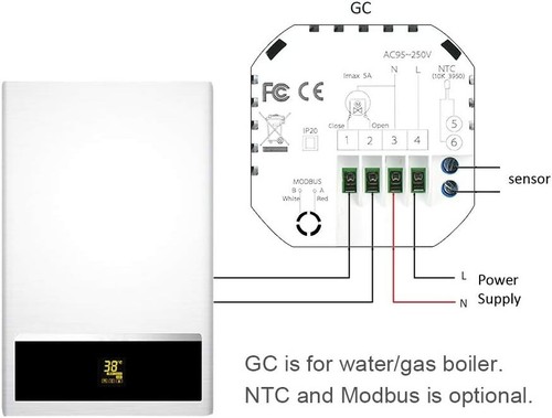 WiFi Thermostat für Gas-Heizkessel – Sprachsteuerung,LCD-Display - Bild 4 von 8