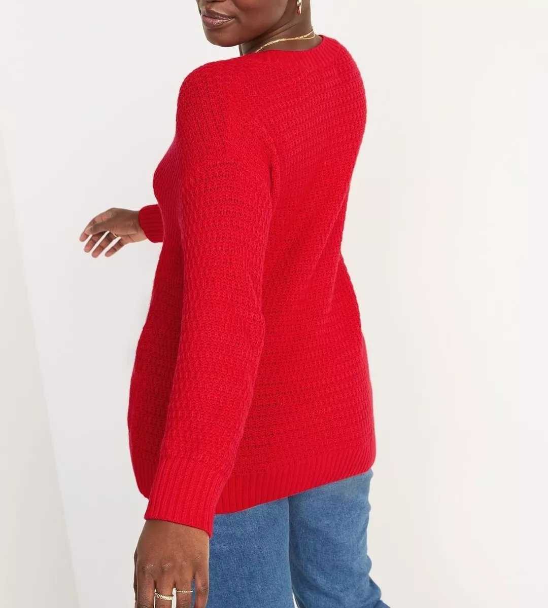 Ladies red tunic sweater clearance
