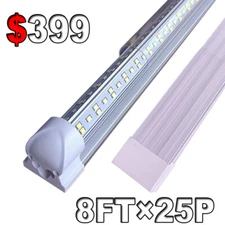 25 PC 8 Foot LED Shop Lights 144W Fixture 8FT T8 LED Tube Light 8' Garage Light