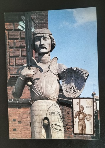 Ersttags AK Rolandfiguren Stendal 1525 DDR 10 Pf. Stempel Berlin 20.01.1987