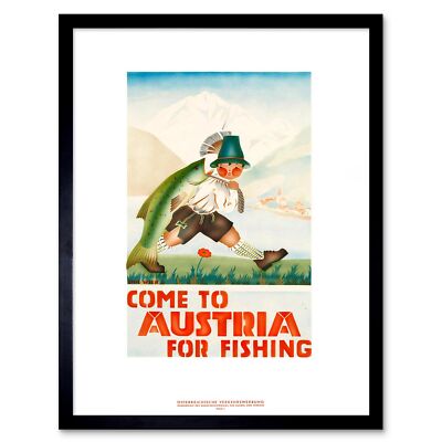 Travel Sport Fishing Angling Salmon Trout Fish Austria 12X16 Inch Framed Print