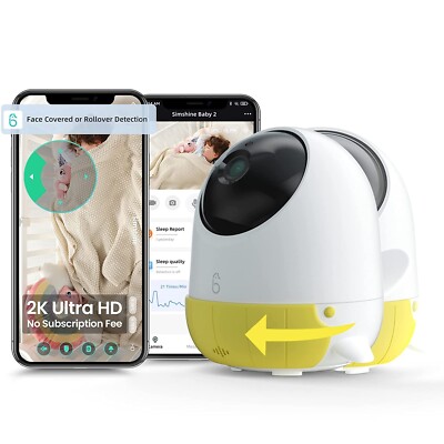 Simshine Smart Baby Monitor,WiFi Smartphone Rollover Alert Cry Soothing Lullaby,